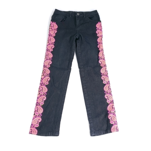 Disney Other - Disney paisley pattern trimmed dark wash jeans 6